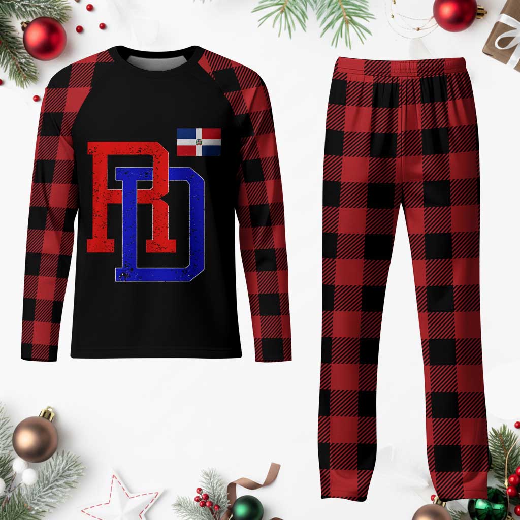 Dominican Republic Plaid Pajama Set Distressed RD Flag Dominican Pride