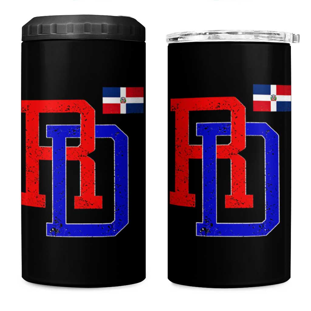Dominican Republic 4 in 1 Can Cooler Tumbler Distressed RD Flag Dominican Pride