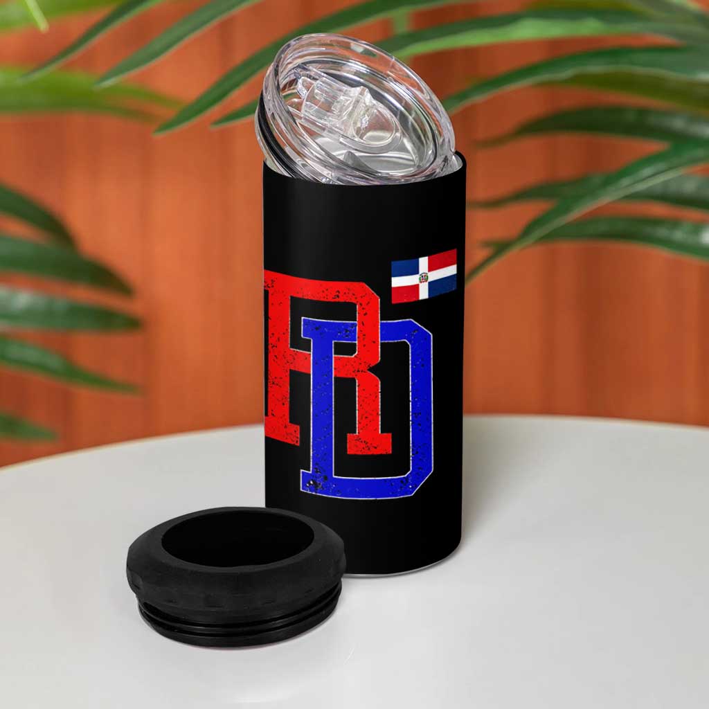 Dominican Republic 4 in 1 Can Cooler Tumbler Distressed RD Flag Dominican Pride