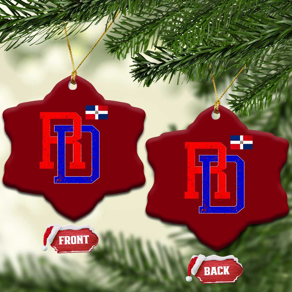 Dominican Republic Ceramic Ornament Distressed RD Flag Dominican Pride
