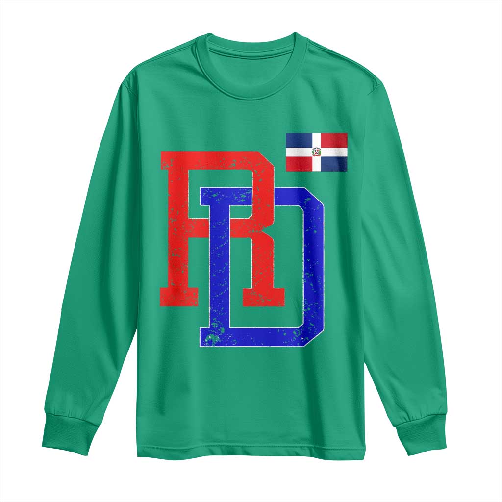 Dominican Republic Long Sleeve Shirt Distressed RD Flag Dominican Pride