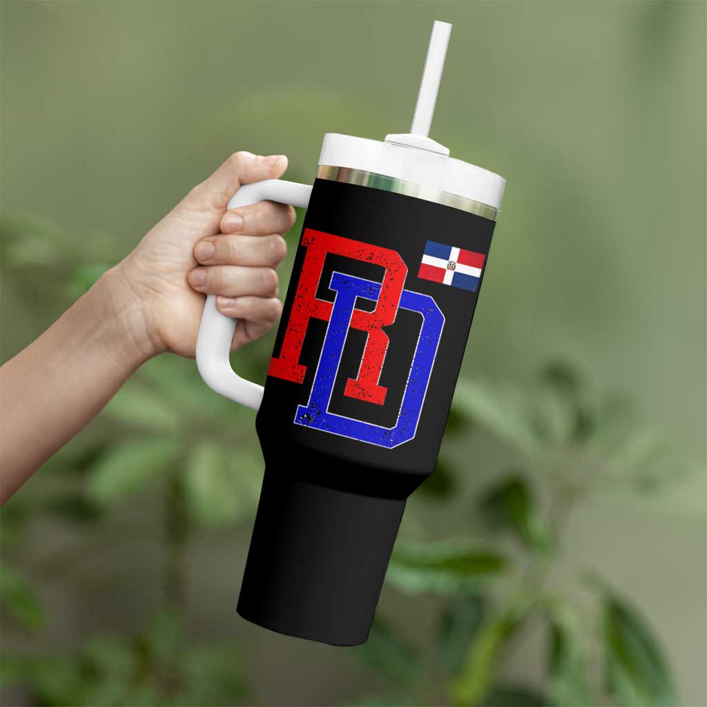 Dominican Republic Tumbler With Handle Distressed RD Flag Dominican Pride