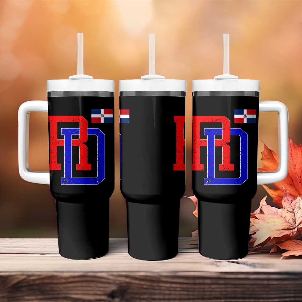 Dominican Republic Tumbler With Handle Distressed RD Flag Dominican Pride