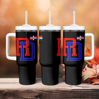 Dominican Republic Tumbler With Handle Distressed RD Flag Dominican Pride