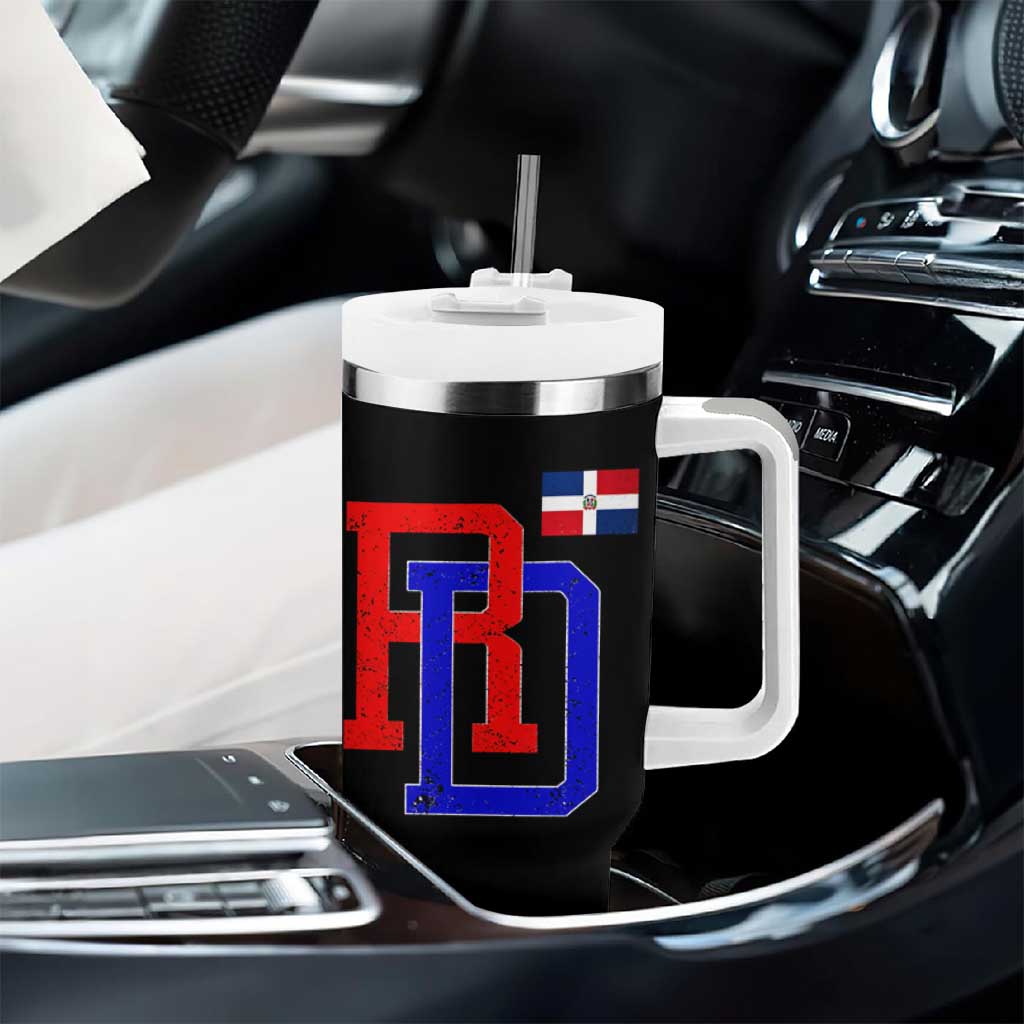 Dominican Republic Tumbler With Handle Distressed RD Flag Dominican Pride