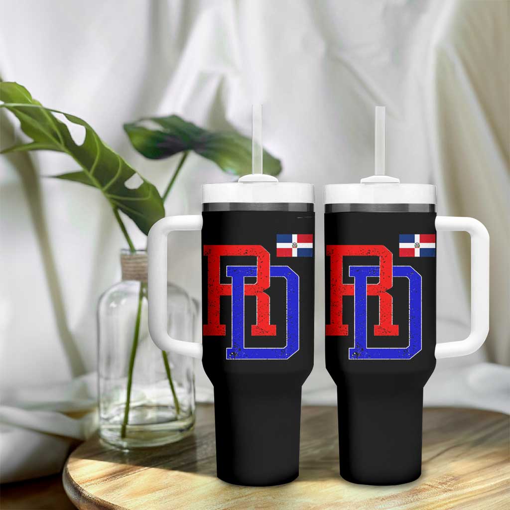Dominican Republic Tumbler With Handle Distressed RD Flag Dominican Pride