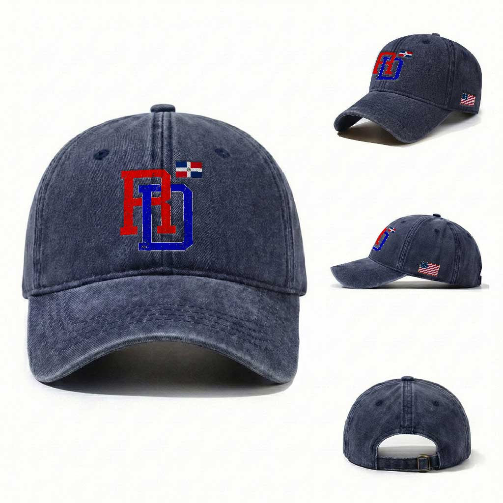 Dominican Republic Washed Cotton Baseball Cap Distressed RD Flag Dominican Pride