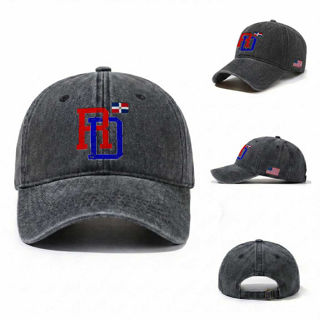 Dominican Republic Washed Cotton Baseball Cap Distressed RD Flag Dominican Pride