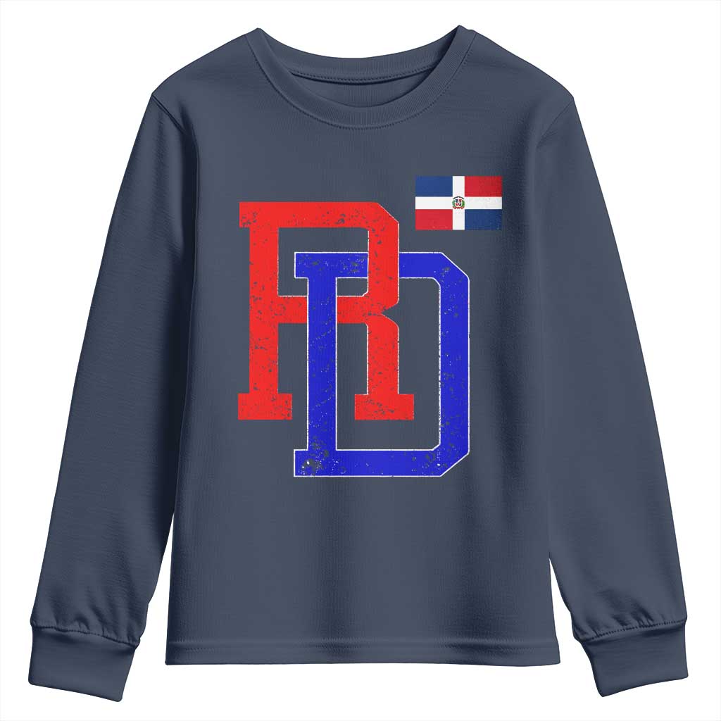 Dominican Republic Youth Sweatshirt Distressed RD Flag Dominican Pride