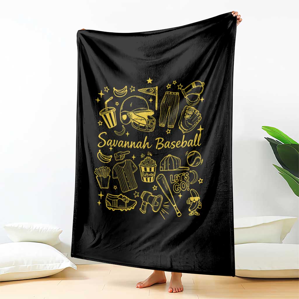 Bananas Baseball Throw Blanket Cute Trendy Banana Baseball Game Day Doodle