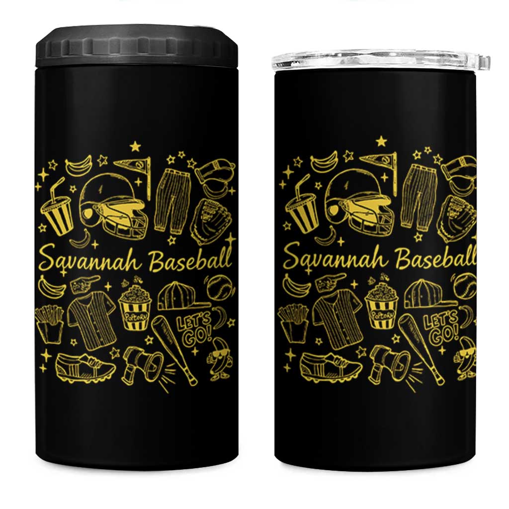 Bananas Baseball 4 in 1 Can Cooler Tumbler Cute Trendy Banana Baseball Game Day Doodle