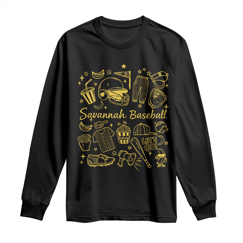Bananas Baseball Long Sleeve Shirt Cute Trendy Banana Baseball Game Day Doodle