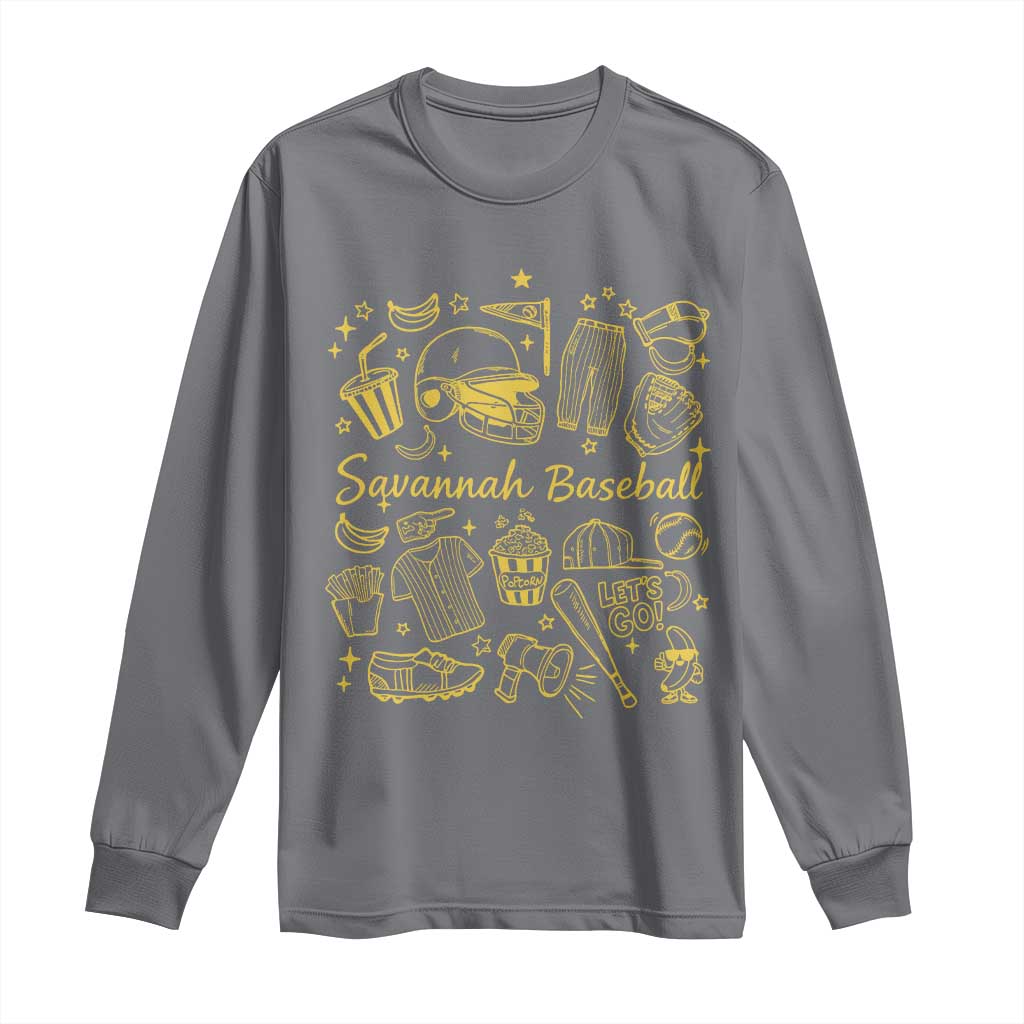 Bananas Baseball Long Sleeve Shirt Cute Trendy Banana Baseball Game Day Doodle