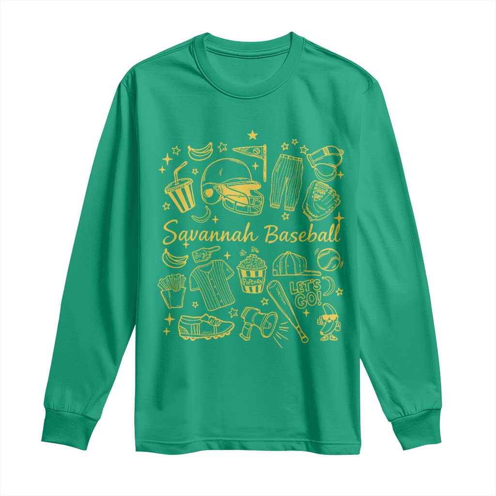 Bananas Baseball Long Sleeve Shirt Cute Trendy Banana Baseball Game Day Doodle