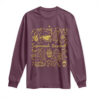 Bananas Baseball Long Sleeve Shirt Cute Trendy Banana Baseball Game Day Doodle