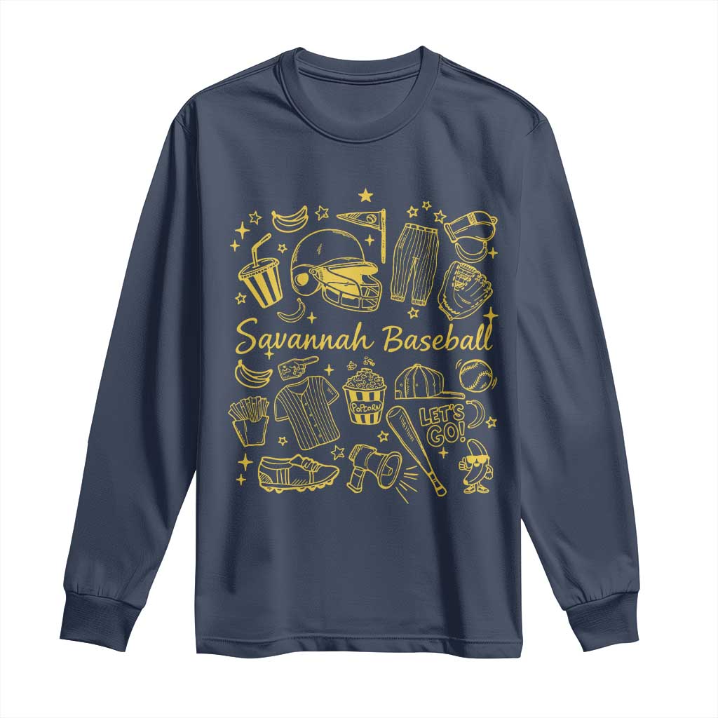 Bananas Baseball Long Sleeve Shirt Cute Trendy Banana Baseball Game Day Doodle