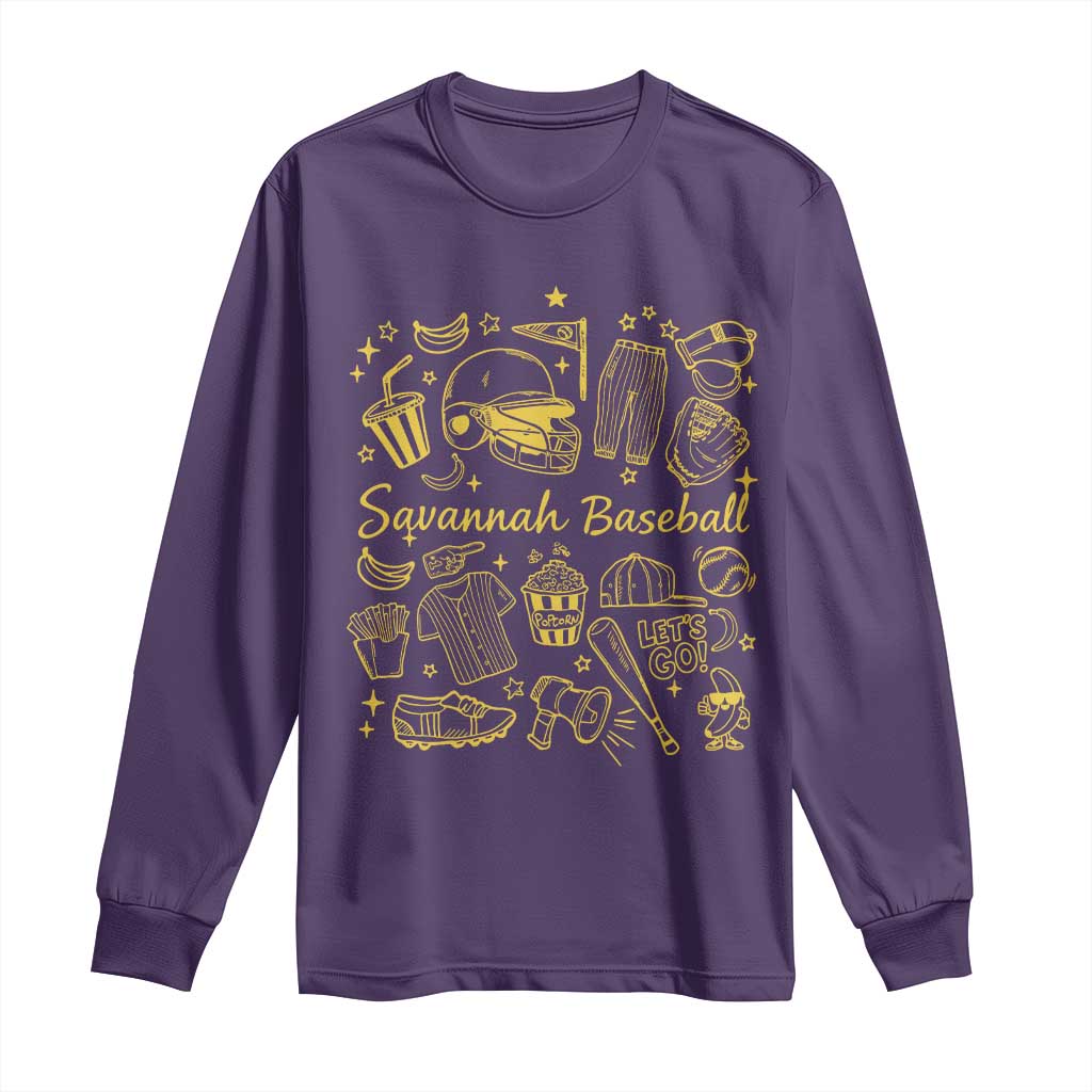 Bananas Baseball Long Sleeve Shirt Cute Trendy Banana Baseball Game Day Doodle