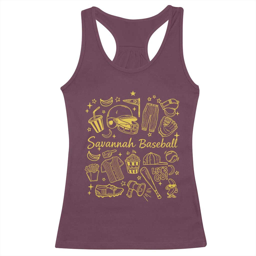 Bananas Baseball Racerback Tank Top Cute Trendy Banana Baseball Game Day Doodle