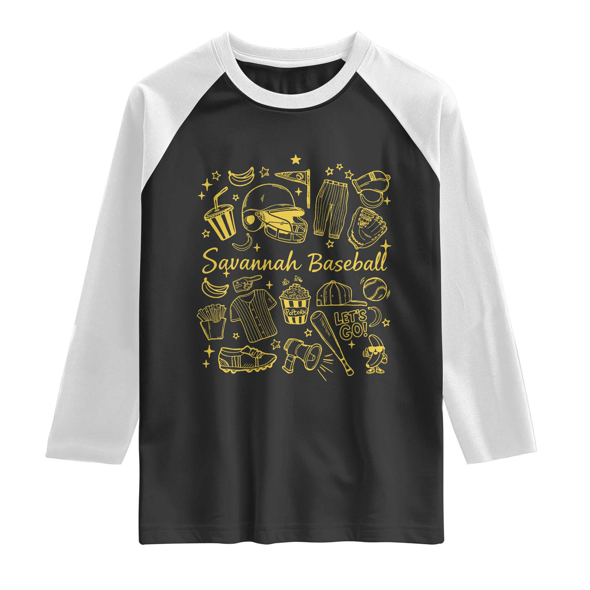 Bananas Baseball Raglan Shirt Cute Trendy Banana Baseball Game Day Doodle