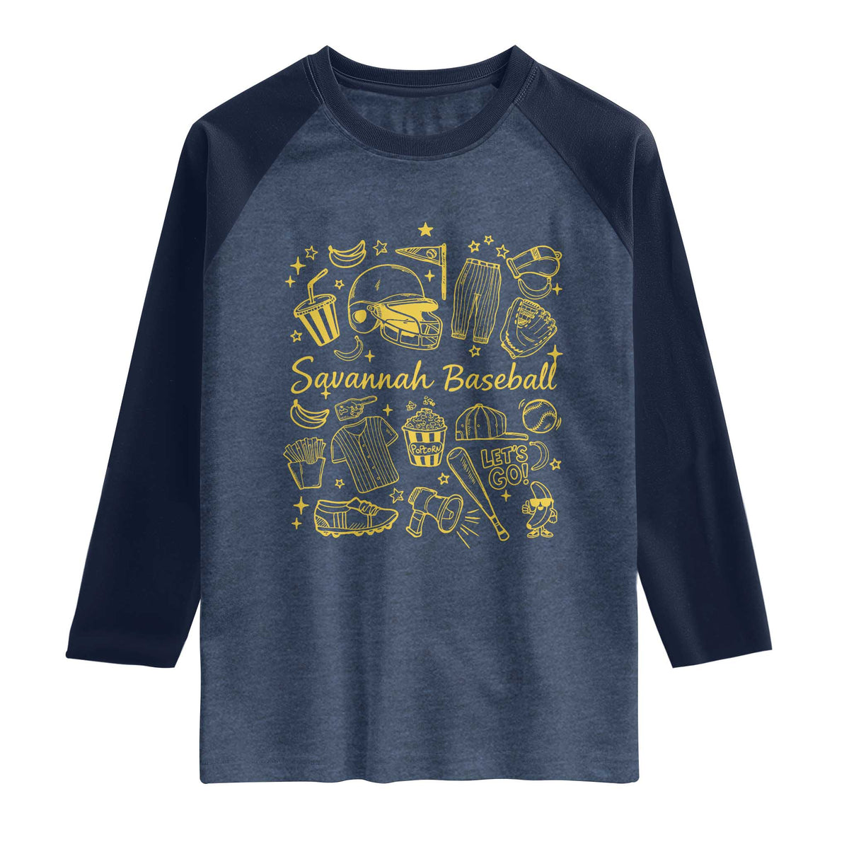 Bananas Baseball Raglan Shirt Cute Trendy Banana Baseball Game Day Doodle