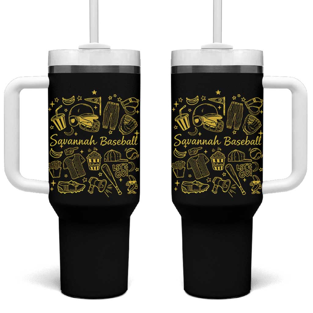Bananas Baseball Tumbler With Handle Cute Trendy Banana Baseball Game Day Doodle