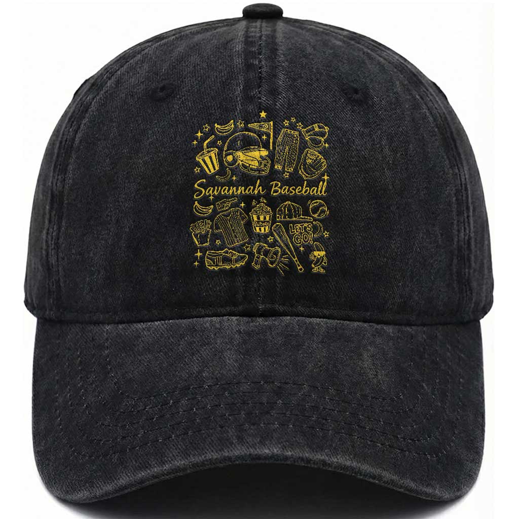 Bananas Baseball Washed Cotton Baseball Cap Cute Trendy Banana Baseball Game Day Doodle