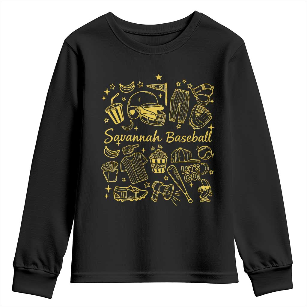 Bananas Baseball Youth Sweatshirt Cute Trendy Banana Baseball Game Day Doodle