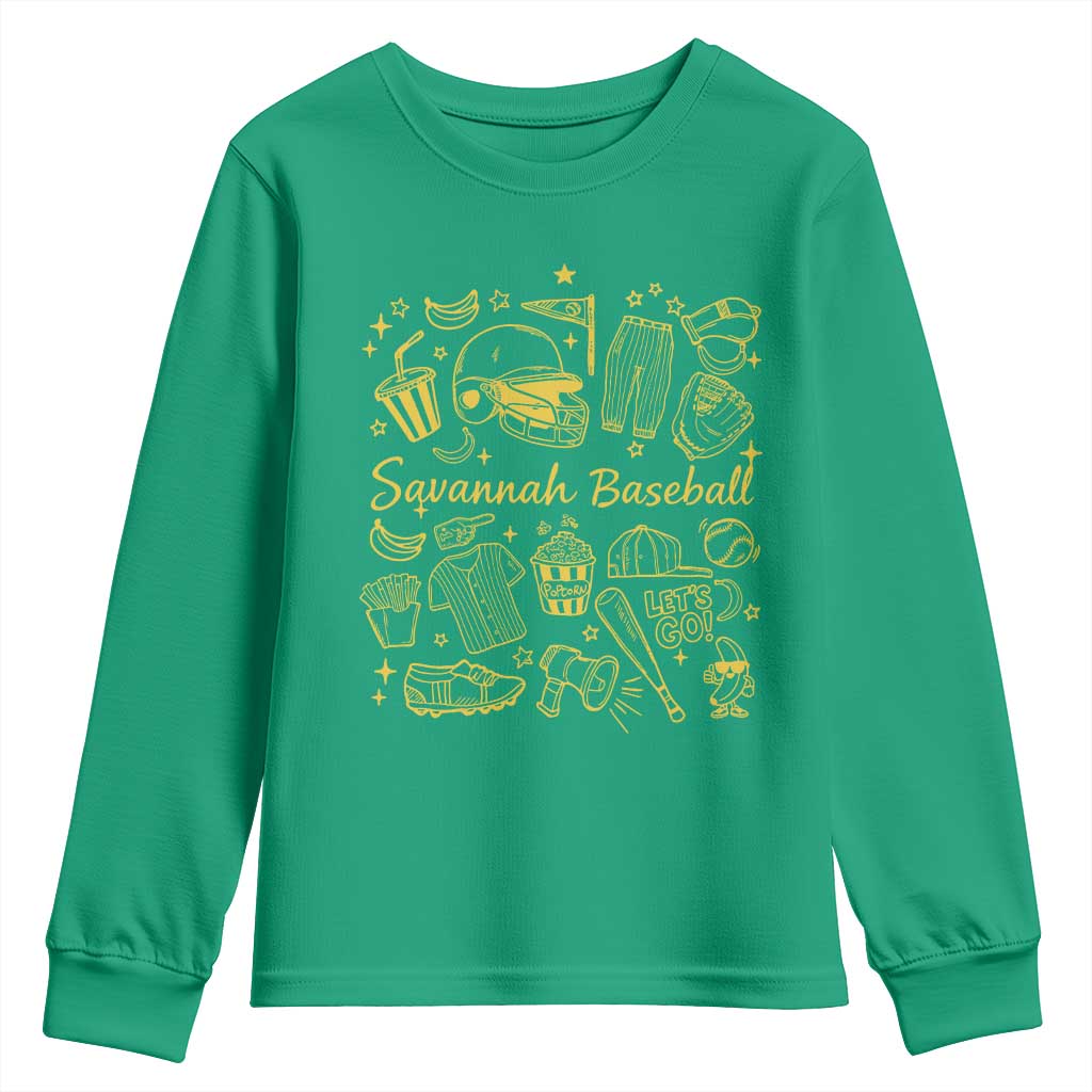 Bananas Baseball Youth Sweatshirt Cute Trendy Banana Baseball Game Day Doodle