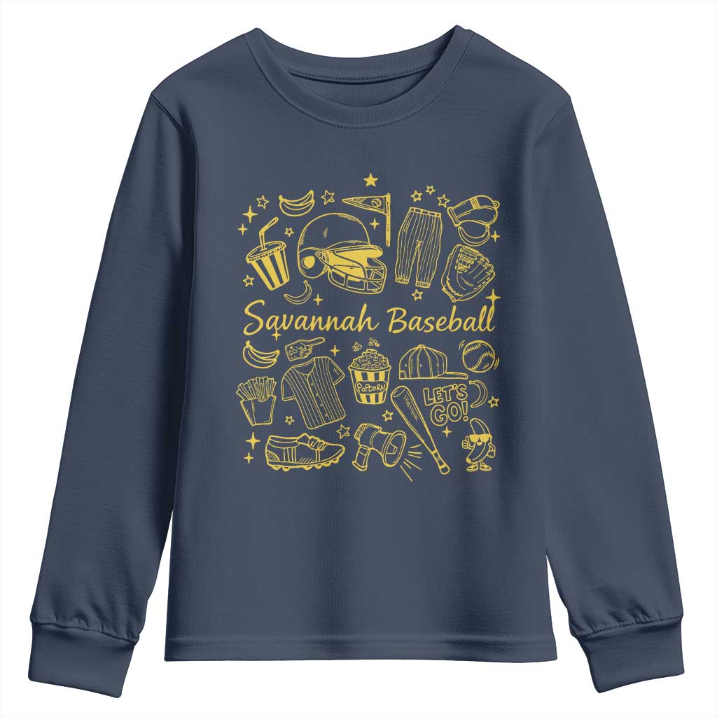 Bananas Baseball Youth Sweatshirt Cute Trendy Banana Baseball Game Day Doodle