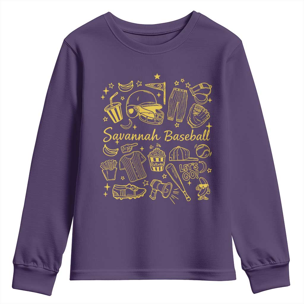 Bananas Baseball Youth Sweatshirt Cute Trendy Banana Baseball Game Day Doodle