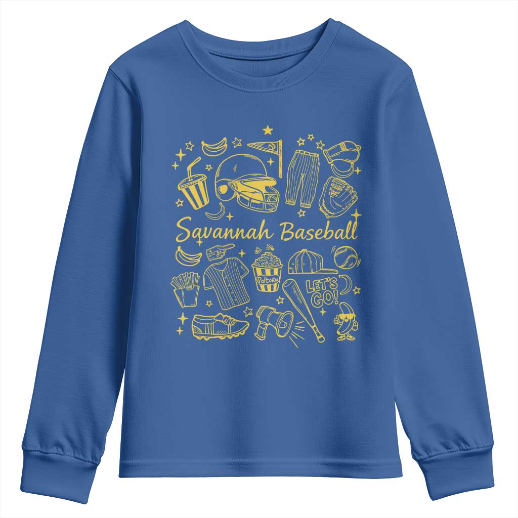Bananas Baseball Youth Sweatshirt Cute Trendy Banana Baseball Game Day Doodle