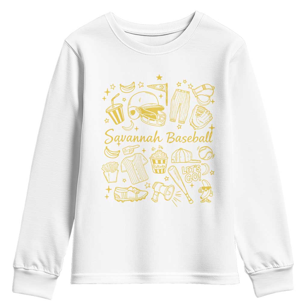 Bananas Baseball Youth Sweatshirt Cute Trendy Banana Baseball Game Day Doodle
