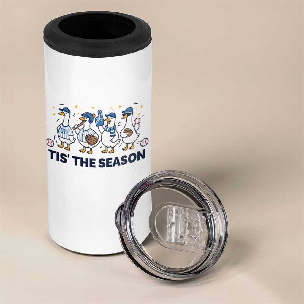 Baseball Silly Goose 4 in 1 Can Cooler Tumbler Funny Tis The Season Baseball Mom
