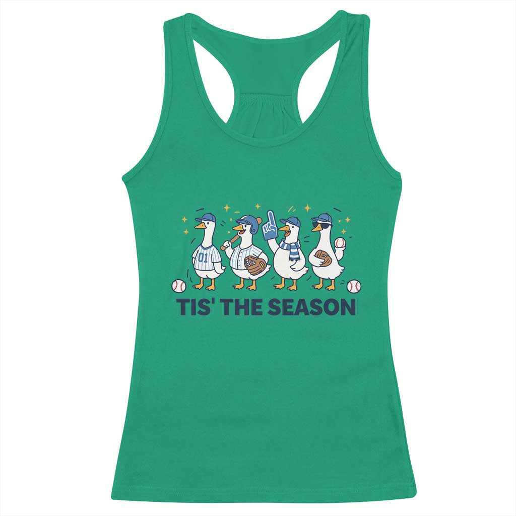 Baseball Silly Goose Racerback Tank Top Funny Tis The Season Baseball Mom