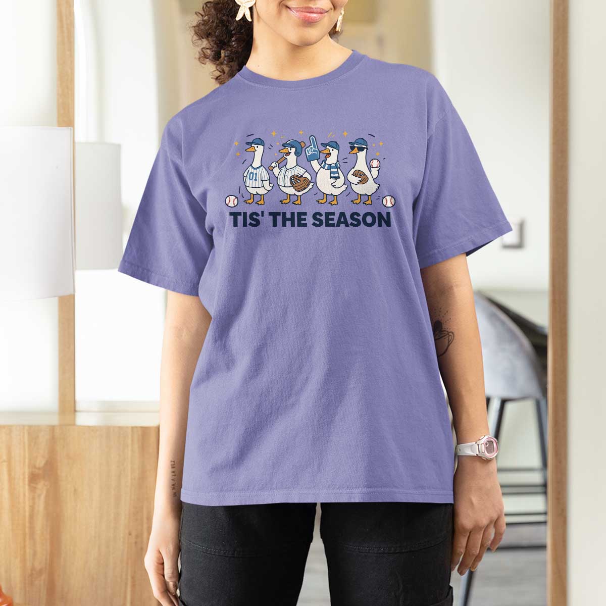 Baseball Silly Goose T Shirt For Women Funny Tis The Season Baseball Mom