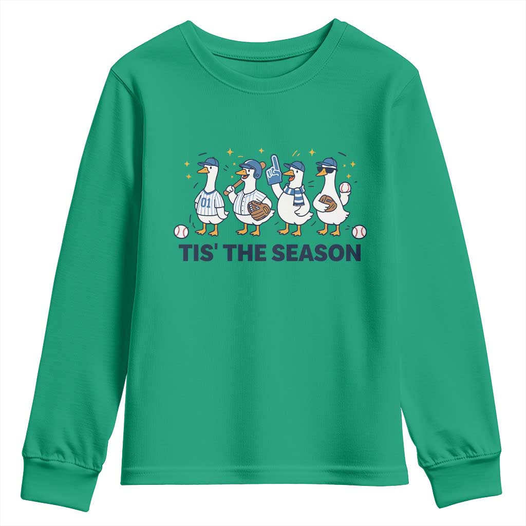 Baseball Silly Goose Youth Sweatshirt Funny Tis The Season Baseball Mom