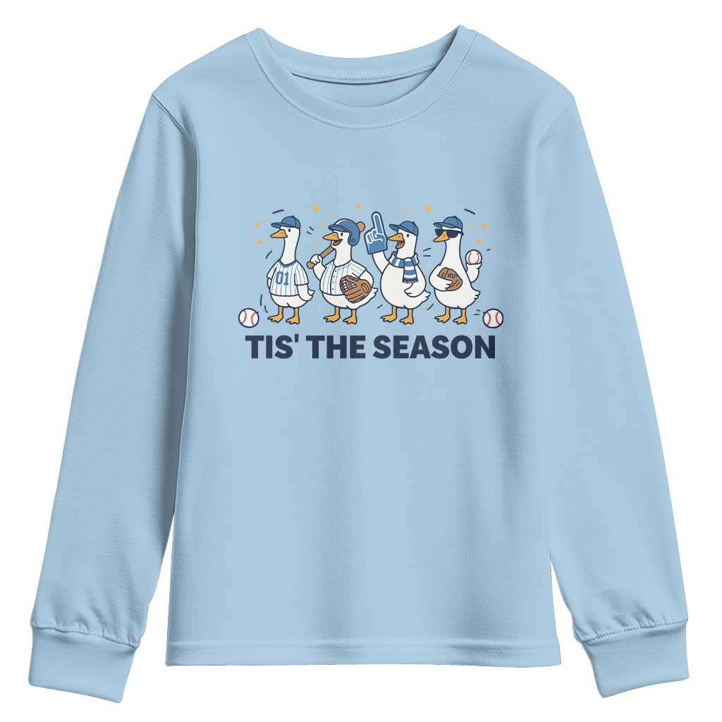Baseball Silly Goose Youth Sweatshirt Funny Tis The Season Baseball Mom
