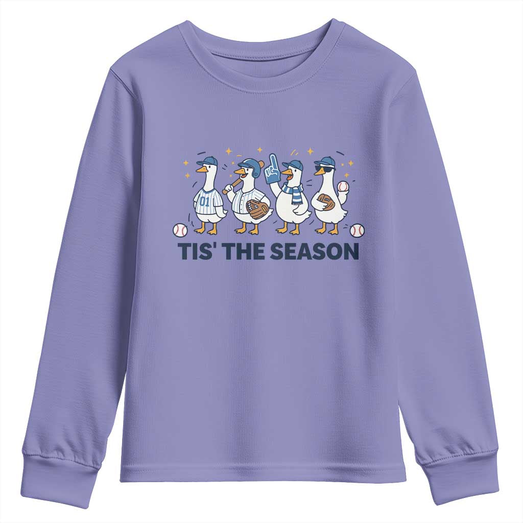 Baseball Silly Goose Youth Sweatshirt Funny Tis The Season Baseball Mom