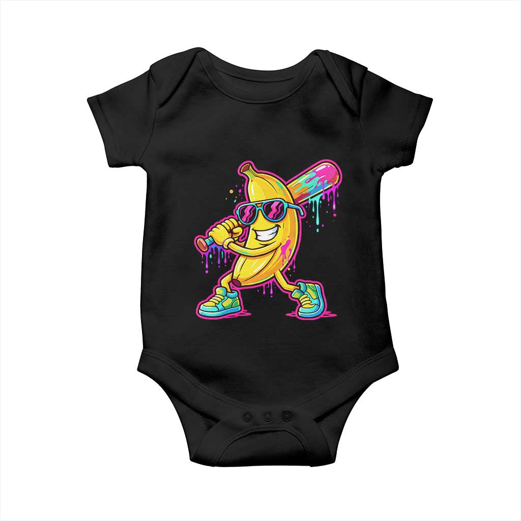 Banana Baseball Drip Baby Onesie Funny Baseball Drip Ice Cream Kids Youth Boys