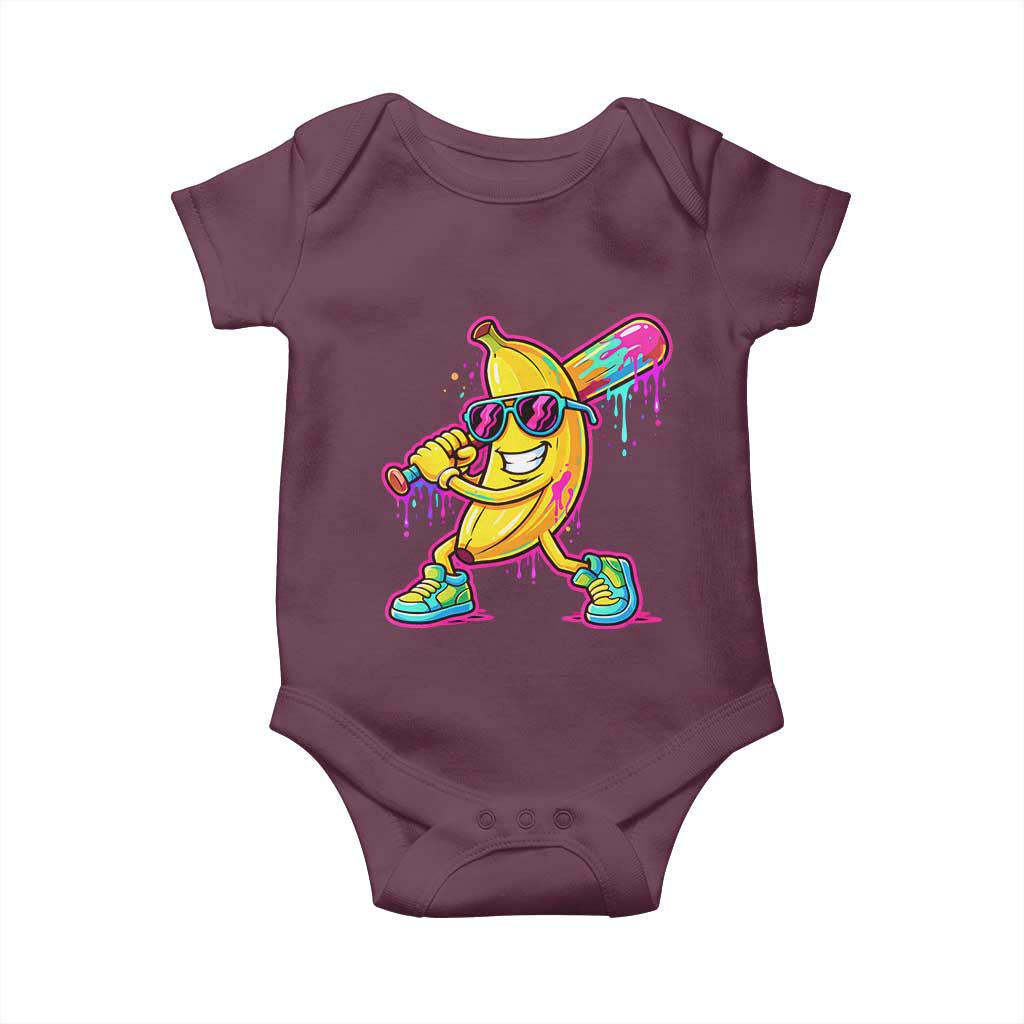 Banana Baseball Drip Baby Onesie Funny Baseball Drip Ice Cream Kids Youth Boys