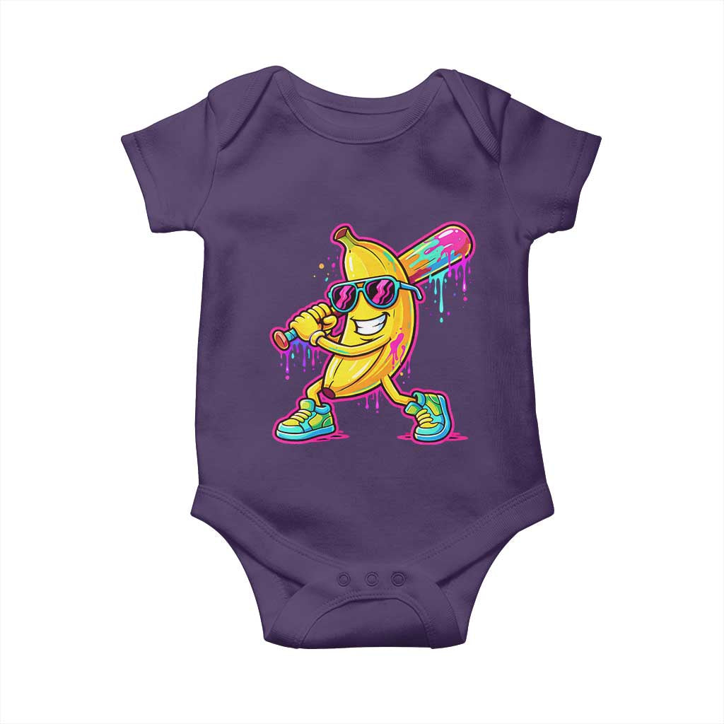 Banana Baseball Drip Baby Onesie Funny Baseball Drip Ice Cream Kids Youth Boys