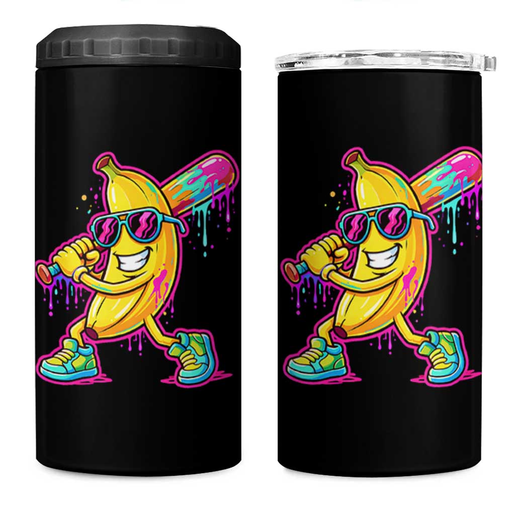 Banana Baseball Drip 4 in 1 Can Cooler Tumbler Funny Baseball Drip Ice Cream Kids Youth Boys