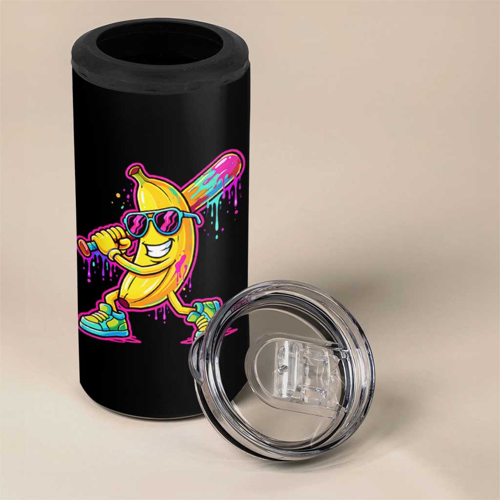 Banana Baseball Drip 4 in 1 Can Cooler Tumbler Funny Baseball Drip Ice Cream Kids Youth Boys