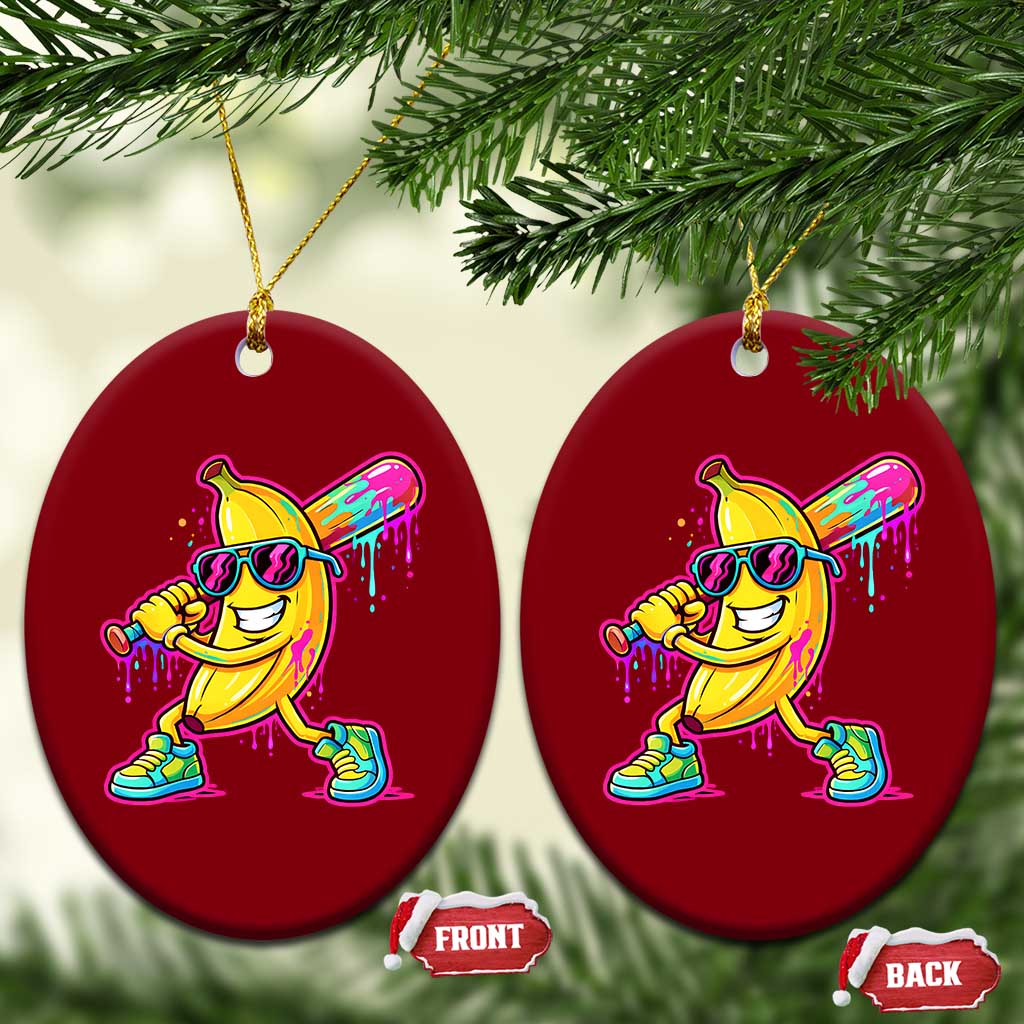 Banana Baseball Drip Ceramic Ornament Funny Baseball Drip Ice Cream Kids Youth Boys
