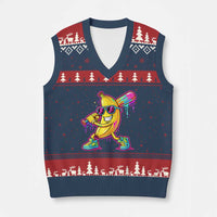 Banana Baseball Drip V-Neck Knit Sweater Vest Funny Baseball Drip Ice Cream Kids Youth Boys
