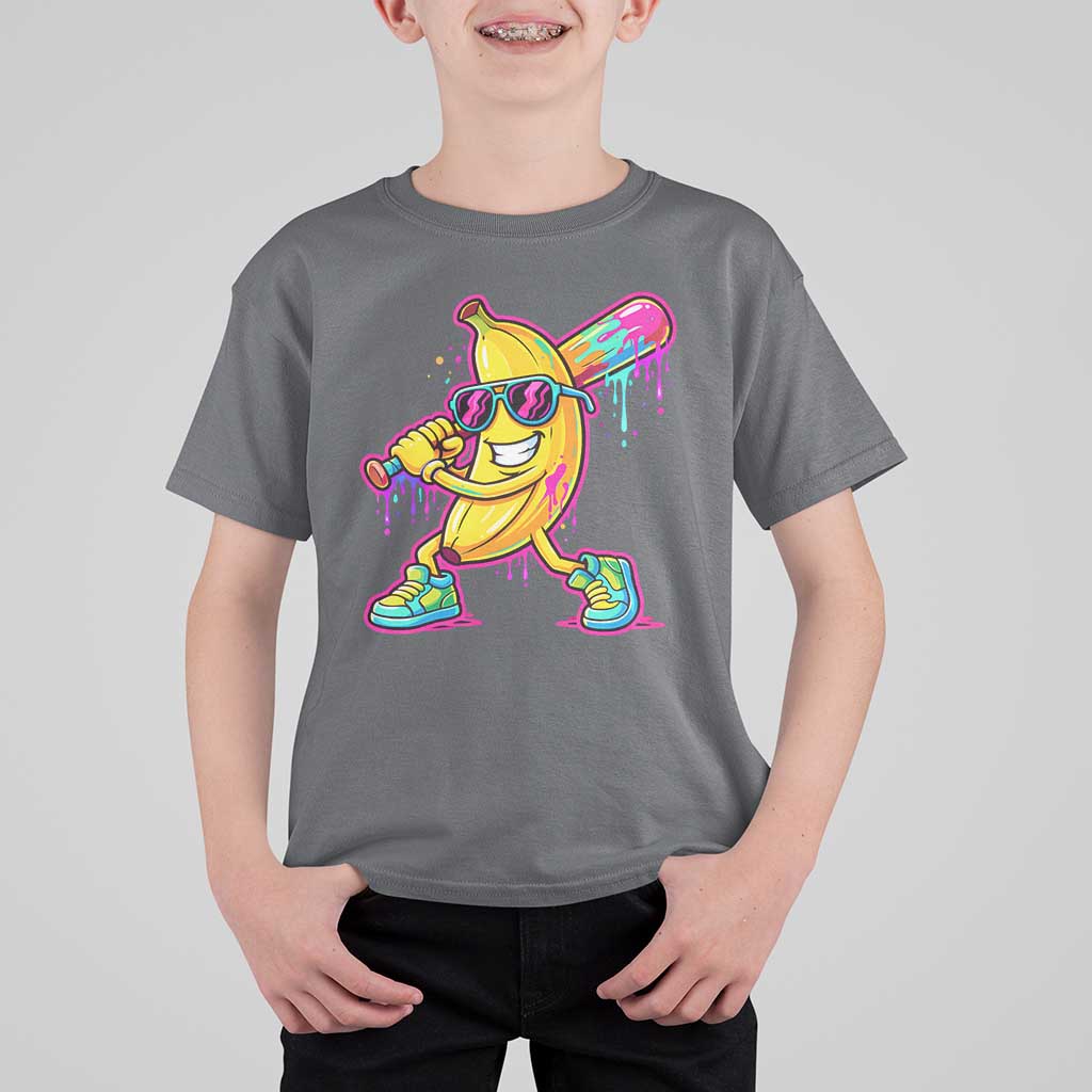 Banana Baseball Drip T Shirt For Kid Funny Baseball Drip Ice Cream Kids Youth Boys