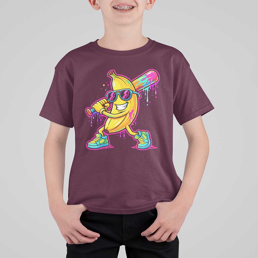 Banana Baseball Drip T Shirt For Kid Funny Baseball Drip Ice Cream Kids Youth Boys