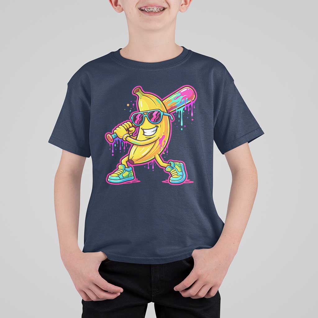 Banana Baseball Drip T Shirt For Kid Funny Baseball Drip Ice Cream Kids Youth Boys