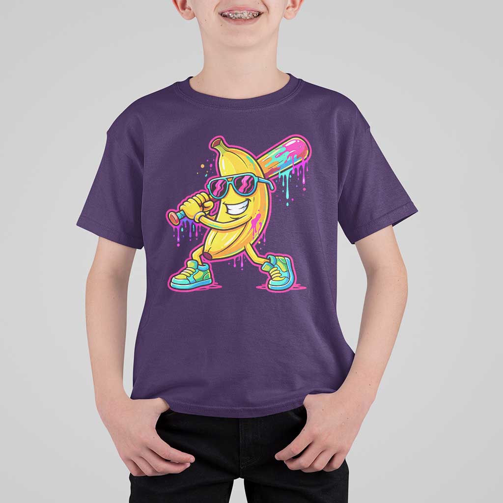 Banana Baseball Drip T Shirt For Kid Funny Baseball Drip Ice Cream Kids Youth Boys