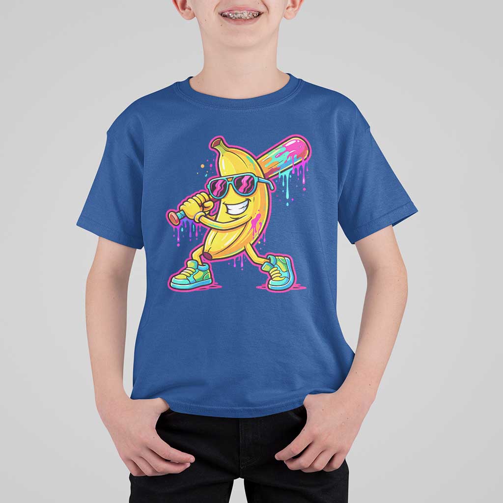 Banana Baseball Drip T Shirt For Kid Funny Baseball Drip Ice Cream Kids Youth Boys